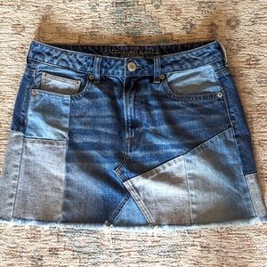 AEO American Eagle Hi-Rise Festival Mini Denim Jean Skirt Sz 8